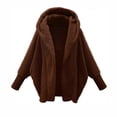thumbnail image 1 of YDDIAN Hooded Fleece Jacket for Women Oversized Batwing Cardigans Open Front Bed Jacket Hooded Winter Coats Hooded Coat Coffee 2XL, 1 of 4