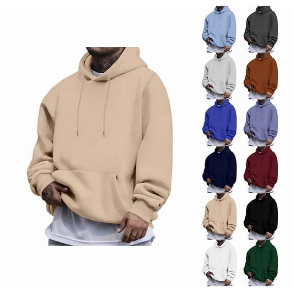 YDDIAN Hooded Sweatshirt Men Oversized Plain Baggy Fleece Sweatshirt Long Sleeve Drawstring Fall Workout Fashion Hoodie with Pockets Earthy Yellow 3XL
