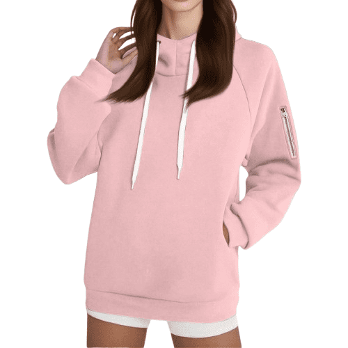 YDDIAN Hoodies for Teen Girls Plain Hooded Oversized Drawstring Sweatshirts Long Sleeve Fall Dressy Fashion Tops with Pockets Light pink M
