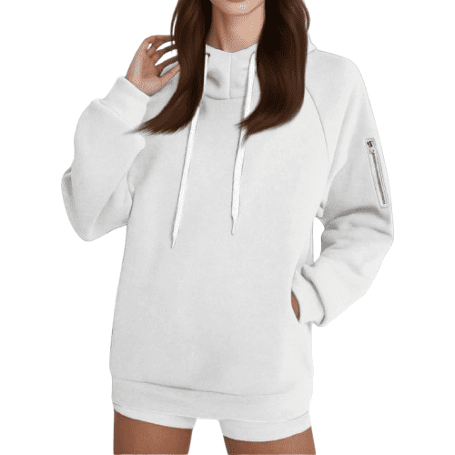 YDDIAN Long Sweatshirts for Women Baggy with Hood Oversized Drawstring Hoodies Long Sleeve Fall Fashion Casual Tops with Pockets White XXL