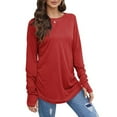 thumbnail image 1 of YDDIAN Loose Fitting Tops for Women Trendy Long Sleeve Plus Size Shirts Crew Neck Fall Cute Tunic Tops with Thumb Holes Red 3XL, 1 of 6