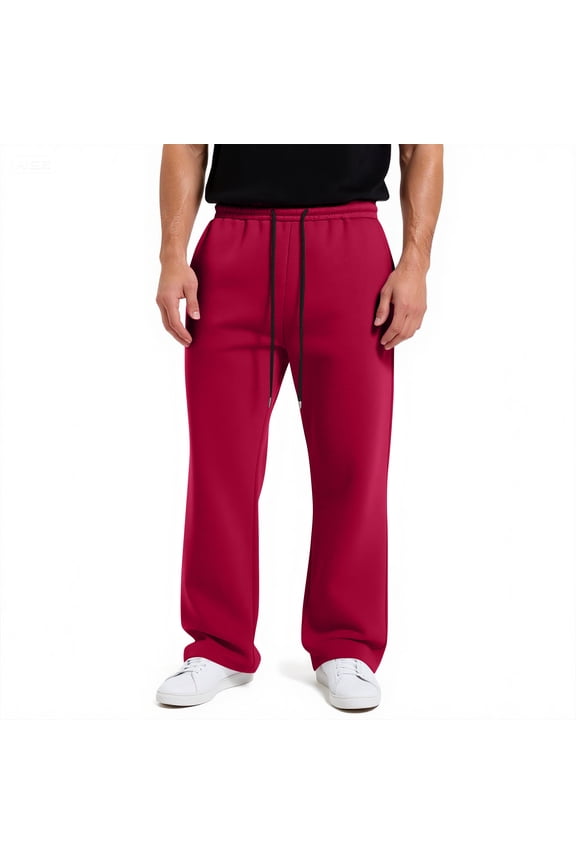 Loose Sweatpants for Men Oversized Drawstring Open Bottom Pants Wide Leg Summer Dressy Casual Sweatpants with Pockets Red S