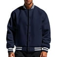 thumbnail image 1 of YDDIAN Men's All Wool Bomber Style Letterman Baseball Knit Rib Varsity Jacket Navy M, 1 of 7