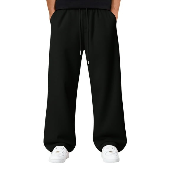 YDDIAN Men's Baggy Sweatpants Wide Leg Lounge Sweat Pants with Pockets Black XXL