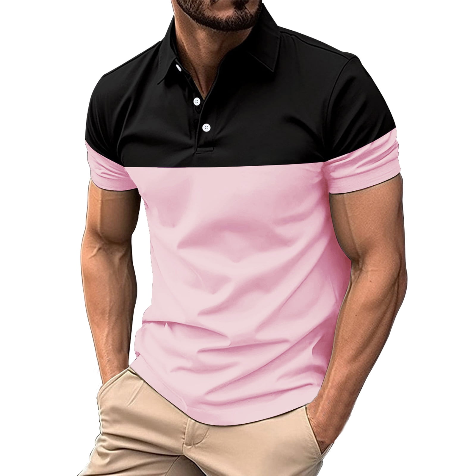 YDDIAN Men's Button Down Knit polo shirt Vintage Solid Color