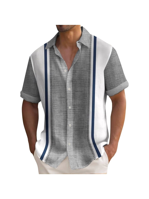 Men's Cuban Guayabera Casual Shirts Button Down Short Sleeve Dress Shirt Summer Beach Mexican Tops Dark Gray XXL