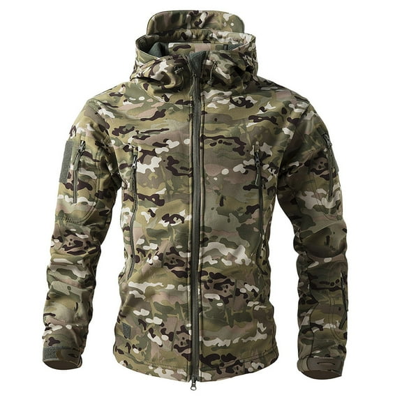 YDDIAN Men's Softshell Jacket Waterproof Fleece Hooded Hunting Coat Camouflage XL