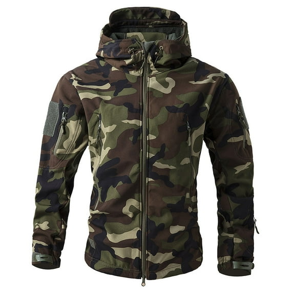 YDDIAN Men's Tactical Softshell Jacket Waterproof Fleece Hooded Hunting Coat Green XL