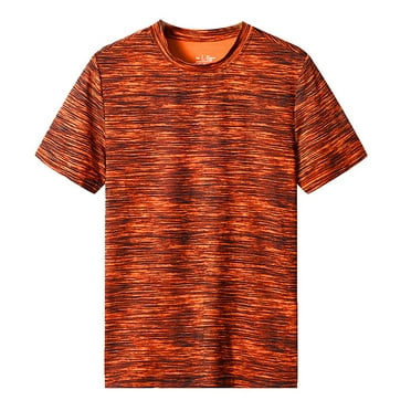 YDDIAN Men's UA Seamless Short Sleeve Shirt Top Tee Orange 8XL