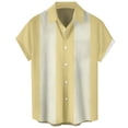 thumbnail image 1 of YDDIAN Men's Vintage Bowling Shirts 1950s Casual Short Sleeve Button Up Contrast Shirt Summer Color Block Cuban Shirts Yellow L, 1 of 2