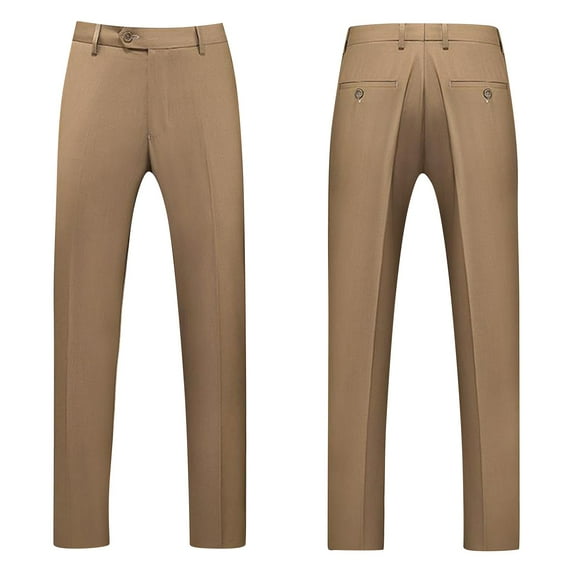 YDDIAN Mens Classic Suit Pants Straight Fit Modern Formal Dress Pants Separate Trousers Khaki 32