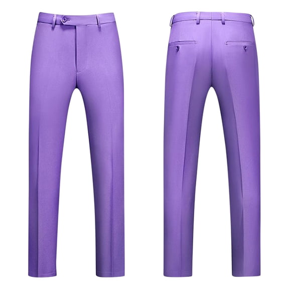 YDDIAN Mens Classic Suit Pants Straight Fit Modern Formal Dress Pants Separate Trousers Light Purple 38