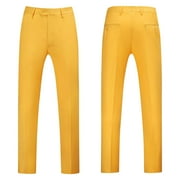 YDDIAN Mens Classic Suit Pants Straight Fit Modern Formal Dress Pants Separate Trousers Orange 31
