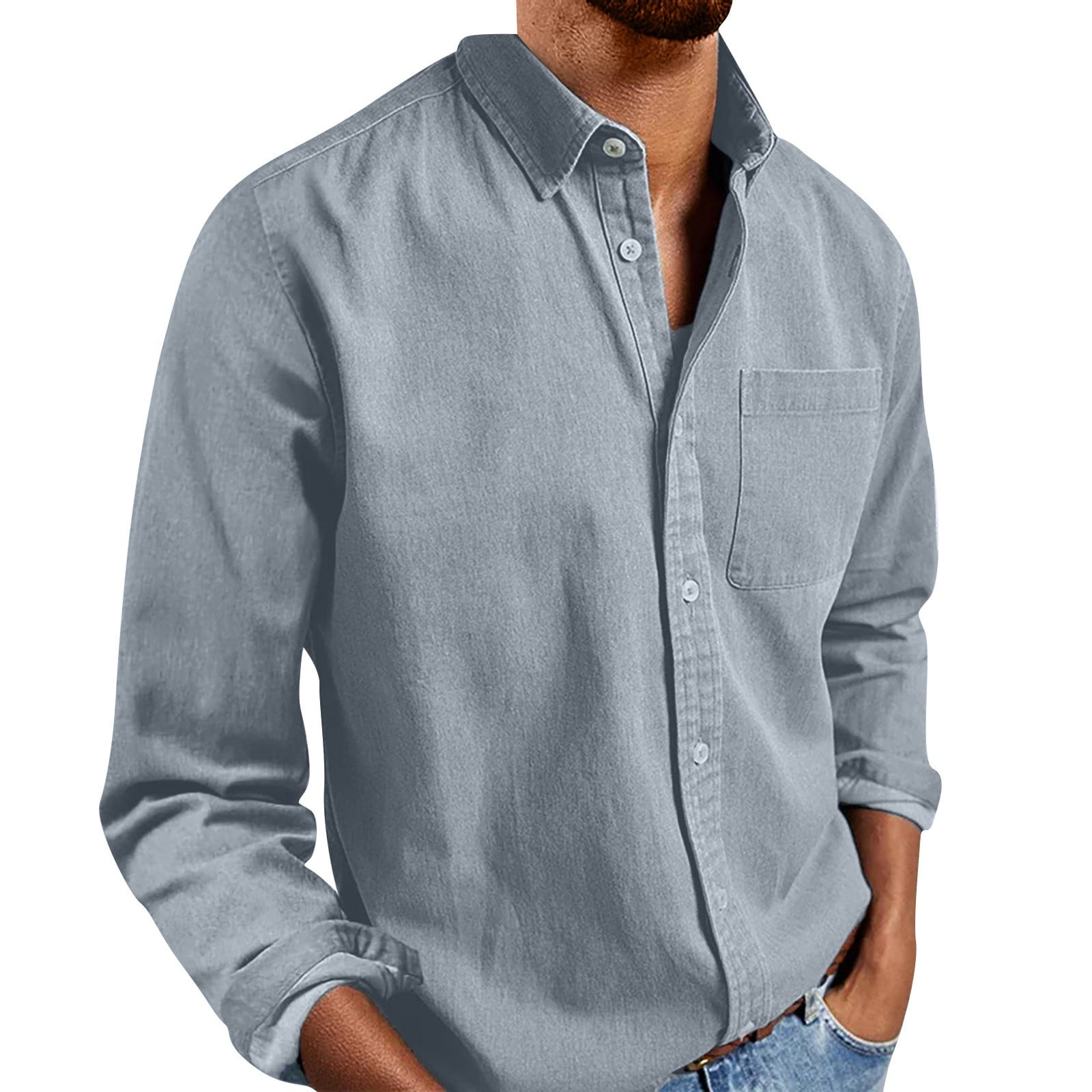 YDDIAN Mens Denim Shirts Casual Button Down Shirts Long Sleeve Western ...