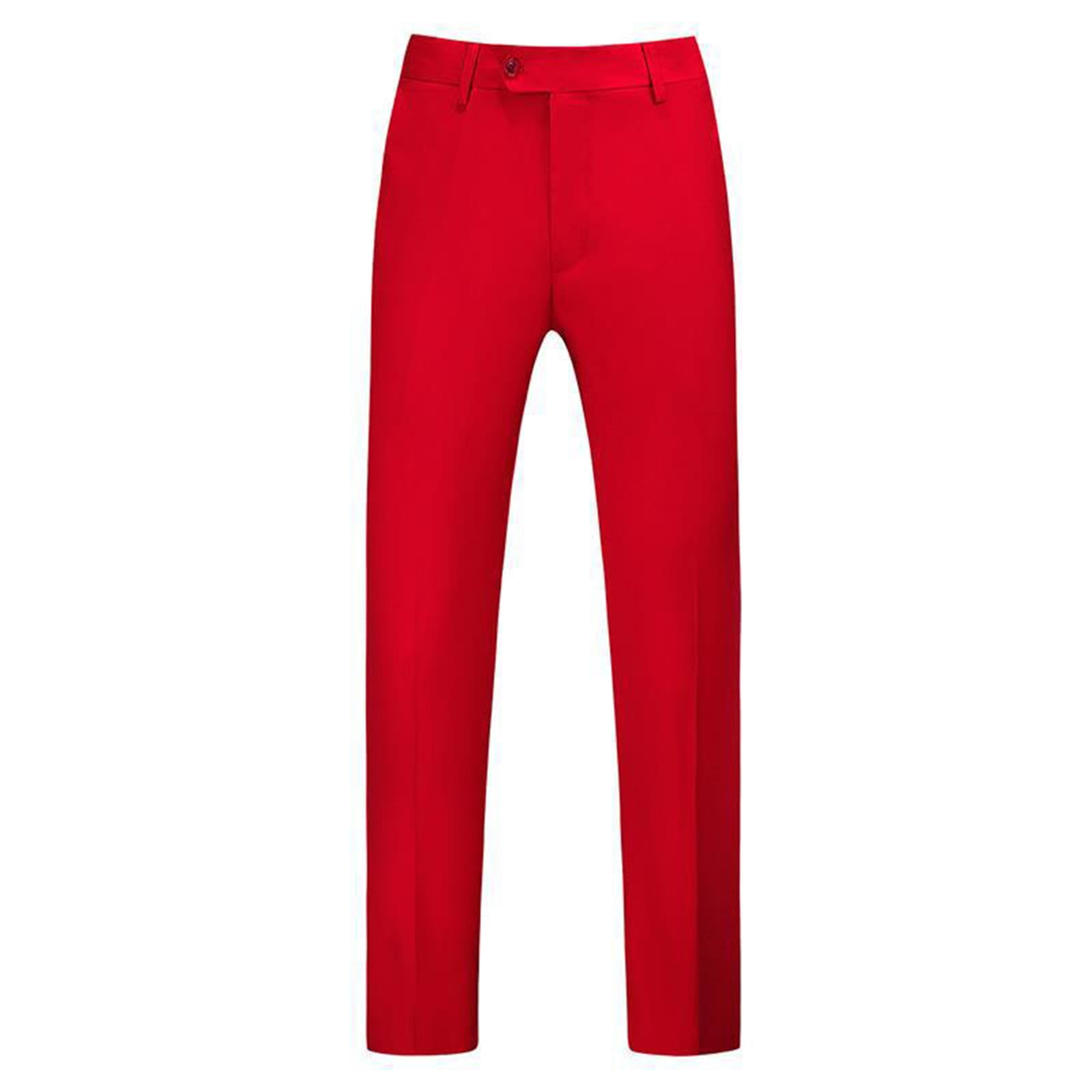 Men's Red 100% Polyester Slim Fit Pants main image 1