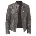 thumbnail image 1 of YDDIAN Men's Faux Leather Jacket Stand Collar Motorcycle Leather Jackets Casual Lightweight Zip Up Biker Coat Brown XL, 1 of 3
