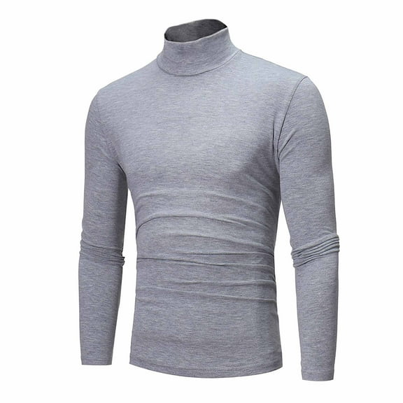 YDDIAN Mens Long Sleeve Turtleneck for Men Slim Fit Black Mock Turtleneck Pullover Sweater Gray L