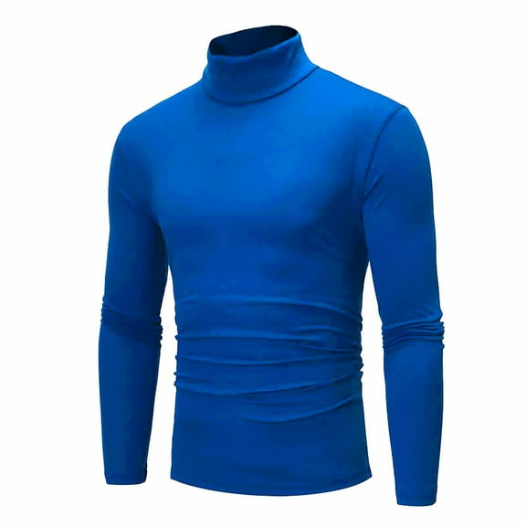 YDDIAN Mens Long Sleeve Turtleneck for Men Slim Fit Black Mock Turtleneck Pullover Sweater Navy XL