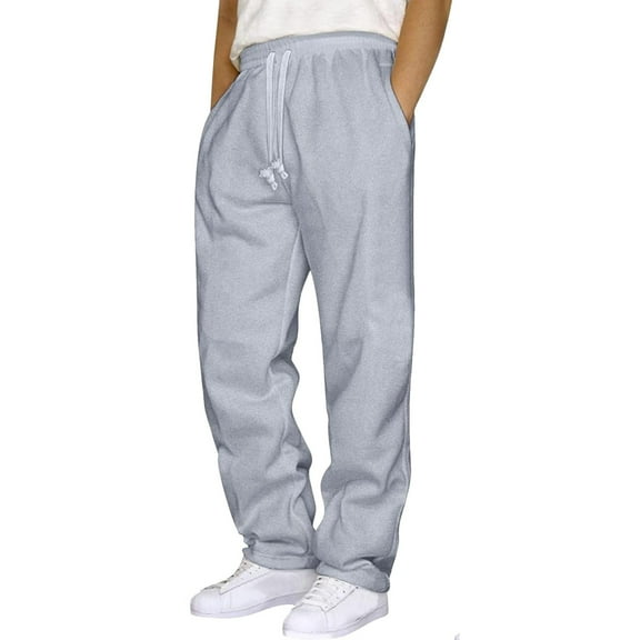 YDDIAN Mens Sweatpants Baggy Open Bottom Casual Pants Elastic Waist Workout Athletic Joggers Pockets Sweat Pants Gray S