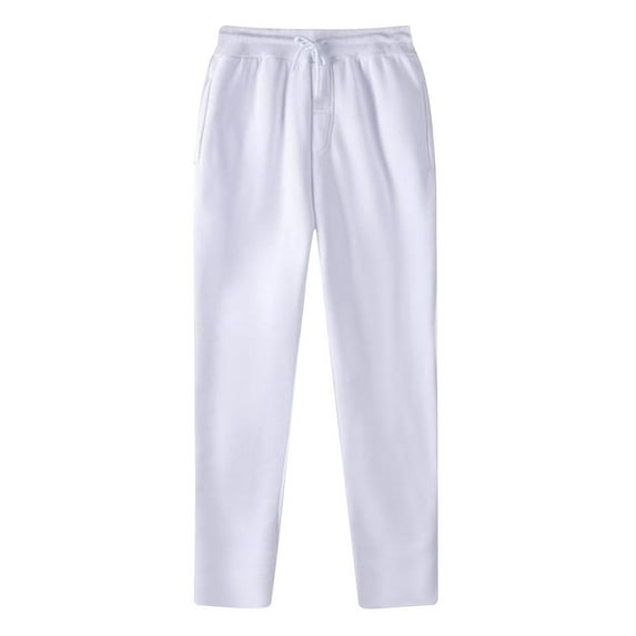 YDDIAN Mens Y2K Sweatpants Plain Wide Leg Oversized Open Bottom Pants Drawstring Fall Dressy Fashion Sweatpants with Pockets White M
