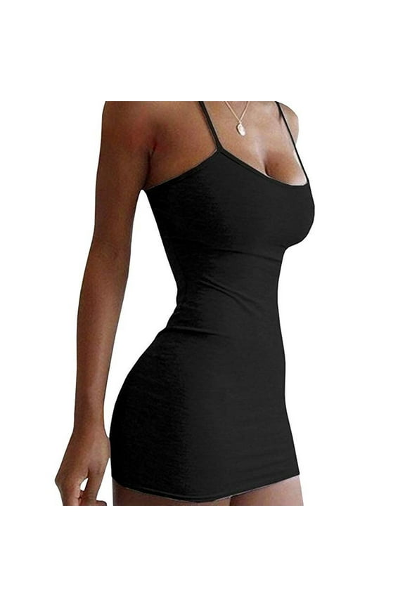 Mini Dress Sexy Bodycon Dress 2024 Summer Short Backless Spaghetti Strap Tight Dresses Party Club Dress Black S