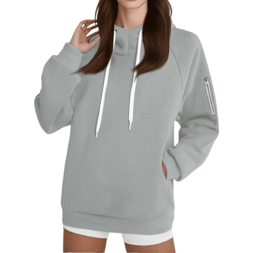 YDDIAN Oversized Hoodies for Teen Girls Hooded Baggy Drawstring Sweatshirt Long Sleeve Fall Basic Y2k Sweaters with Pockets Gray M