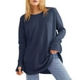 thumbnail image 1 of YDDIAN Oversized Tshirts for Women Baggy Crew Neck Tunic Sweaters Long Sleeve Summer Casual Loose Fit Tshirts with Thumb Holes Navy XXL, 1 of 6