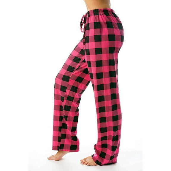 YDDIAN Pajamas for Women Buffalo Plaid Pjs Pants Comfy Fleece Christmas Sleepwear Bottom Trousers 2025 Hot Pink XL