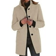 thumbnail image 1 of YDDIAN Pea Coats for Women Winter Fashion Wool Trench Coat Single Breasted Peacoat Fall Casual Stand Collar Blazer Jackets Beige 3XL, 1 of 5
