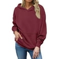 thumbnail image 1 of YDDIAN Plain Hoodies for Women Lightweight Drawstring Oversized Fleece Sweatshirts Crew Neck Fall Basic Long Sleeve Tops Sweaters with Pockets Wine XXL, 1 of 5