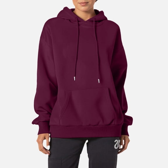 YDDIAN Plain Hoodies for Women Baggy with Hood Oversized Drawstring Sweatshirt Long Sleeve Summer Cute Dressy Tops with Pockets Dark Purple 4XL