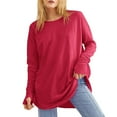 thumbnail image 1 of YDDIAN Tunic Tops for Women Loose Fit Dressy Plus Size Crew Neck Baggy Tshirts Long Sleeve Summer Fashion Loose Fit Tops with Thumb Holes Hot Pink XL, 1 of 6