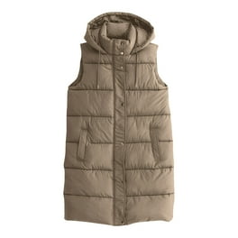 Yoodem Women's Outerwear Puffer Vest Solid Relaxed Fit Knee Yoodem Women's Outerwear Puffer Vest Solid Relaxed Fit Knee