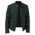 thumbnail image 1 of YDDIAN Men's Faux Leather Jacket Stand Collar Motorcycle Leather Jackets Casual Lightweight Zip Up Biker Coat Army Green XL, 1 of 3
