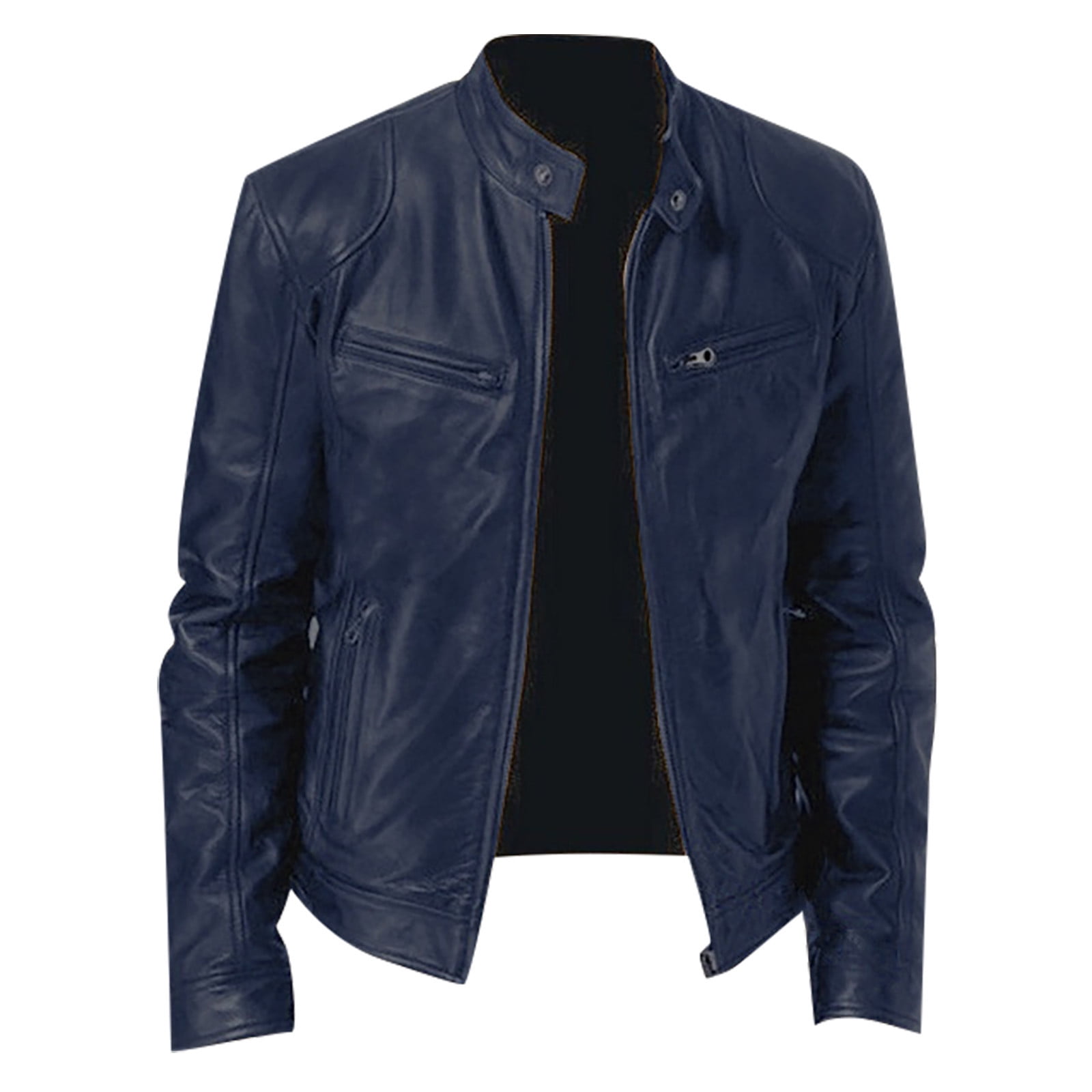 YDDIAN Men's Faux Leather Jacket Stand Collar Motorcycle Leather