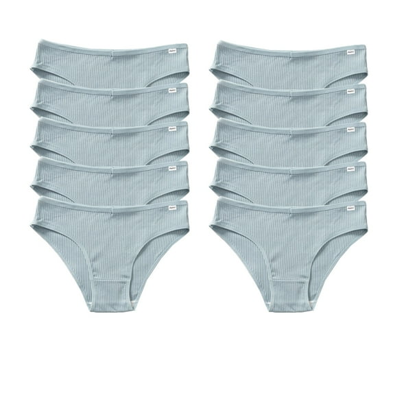 YDDIAN Teens Underwear Cotton Big Girls' Panties Low Rise V Waist 10-Pack Blue S