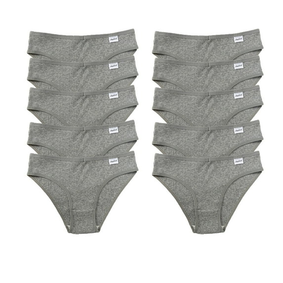 YDDIAN Teens Underwear Cotton Big Girls' Panties Low Rise V Waist 10-Pack Gray XL