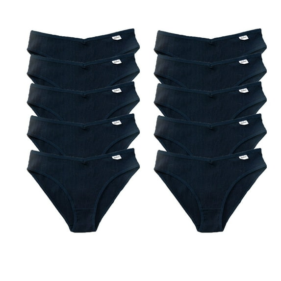 YDDIAN Teens Underwear Cotton Big Girls' Panties Low Rise V Waist 10-Pack Navy L