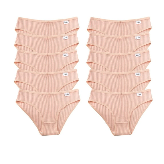 YDDIAN Teens Underwear Cotton Big Girls' Panties Low Rise V Waist 10-Pack Pink XL