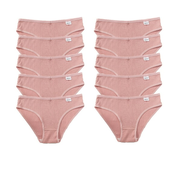 YDDIAN Teens Underwear Cotton Big Girls' Panties Low Rise V Waist 10-Pack Red S