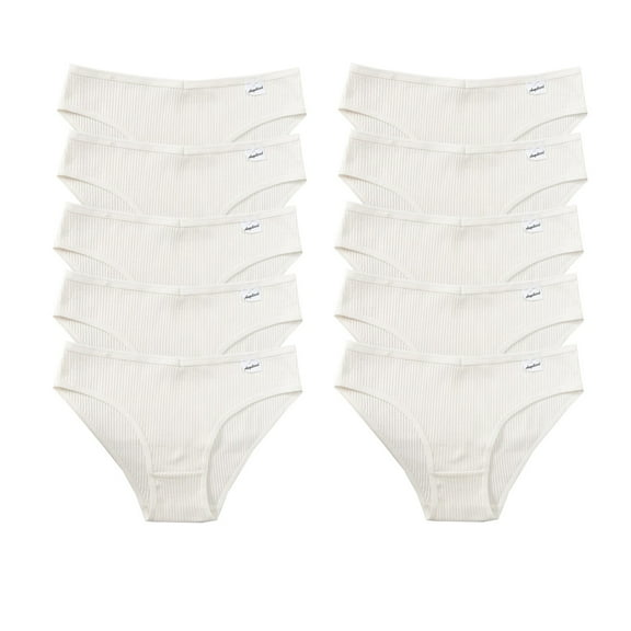 YDDIAN Teens Underwear Cotton Big Girls' Panties Low Rise V Waist 10-Pack White XL