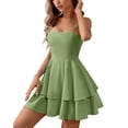 thumbnail image 1 of YDDIAN Tiered Homecoming Dresses Short for Teens Spaghetti Straps Chiffon Graduation Party Gowns 2024 Light Green M, 1 of 5