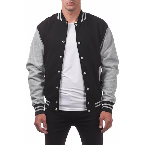 YDDIAN Varsity Jacket Men - High School Letterman Bomber Style Fleece Baseball Jackets For Men Dark Gray M