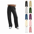 thumbnail image 1 of YDDIAN Wide Leg Sweatpants Women Oversized Straight Leg Lightweight Wide Leg Pants High Waisted Drawstring Winter Work Dressy Sweatpants with Pockets Black S, 1 of 4