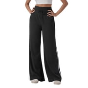 YDDIAN Wide Leg Track Pants Women Loose Fit Oversized 2 Side Striped Sweatpants Drawstring High Waisted Winter Casual Work Pant with Pockets Black M