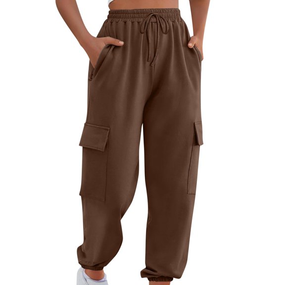 YDDIAN Women Drawstring High Waisted Palazzo Pants Baggy Oversized Barrel Sweatpants Wide Leg Summer Y2k Pants Joggers with Pockets Coffee L