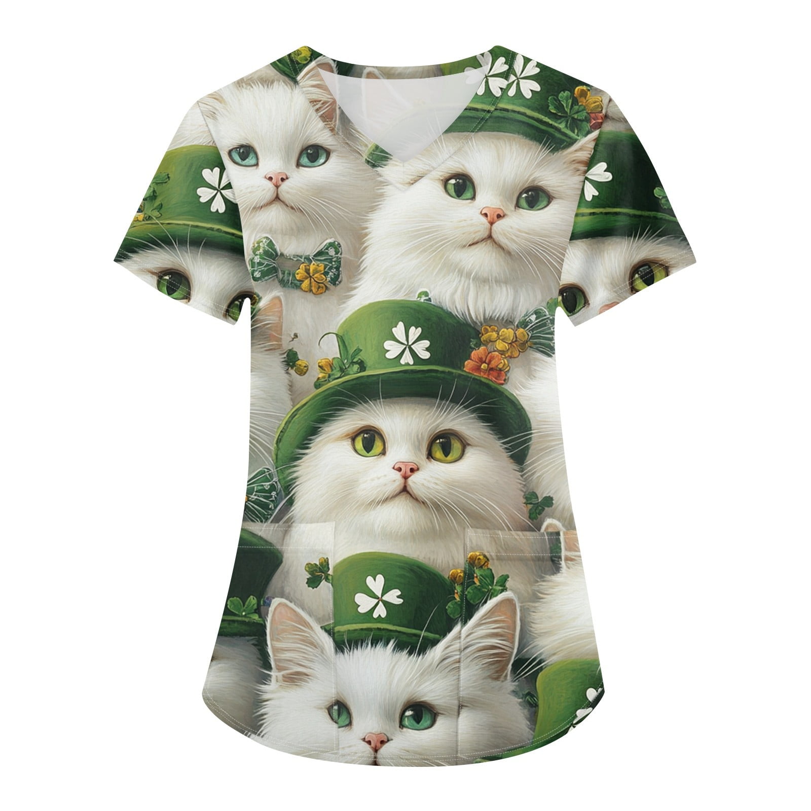 Moisture-Wicking Scrubs For Men & Women - Animal Print V-Neck Tops With Pockets