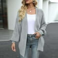 thumbnail image 1 of YDDIAN Women's 2024 Fall Open Front Long Lantern Sleeve Cardigan Cute Knit Open Front Cardigan Sweaters Dressy Outfits Outwear Coat with Pockets Light Gray M, 1 of 6