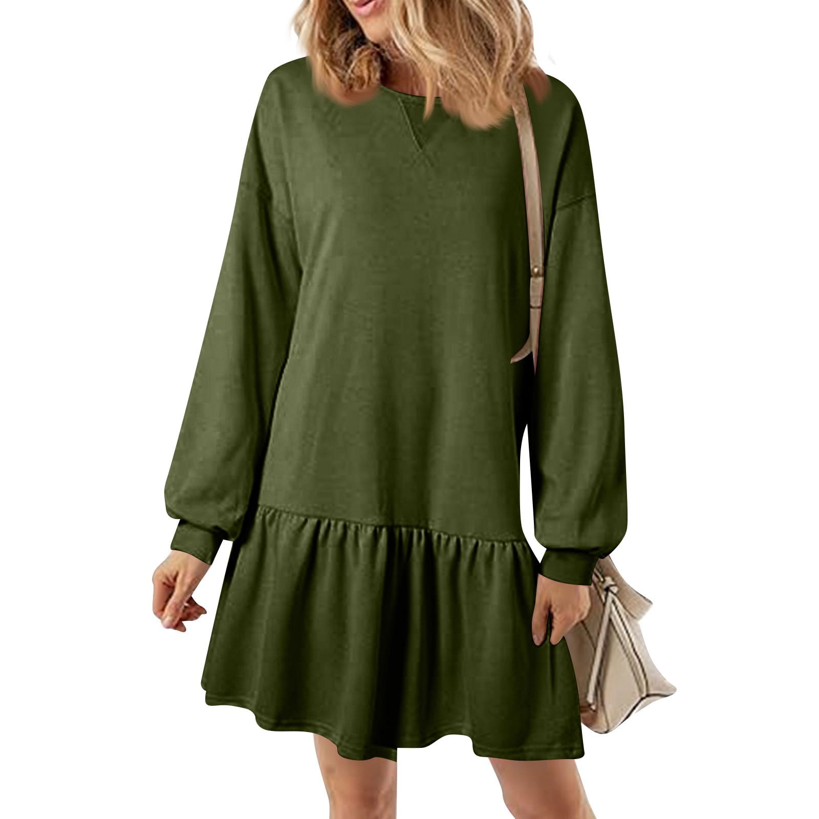 YDDIAN Women's Casual Pullover Sweatshirt Dress Ruffled Long Sleeve