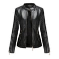 thumbnail image 1 of YDDIAN Women's Genuine Leather Jacket, Classic Button Leather Blazer Casual Coat Long Sleeves Suit Style Leather Jacket Black XL, 1 of 5